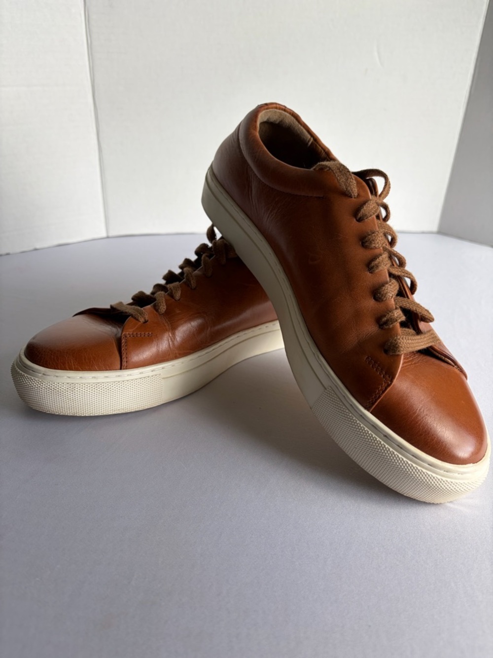 Men's Leather Derby Sneakers in Cognac Brown
